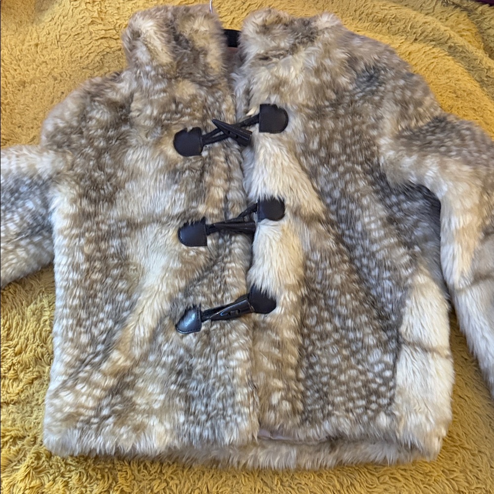 Faux Fur Toggle Coat - Gray